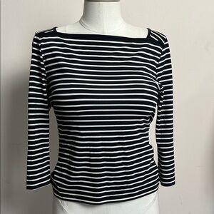 Guess Black and white striped mariniere shirt size M square neck
